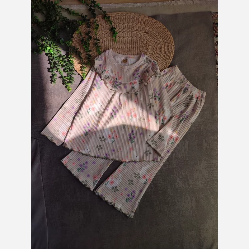 بلوز شلوار نخی کبریتی دخترانه - راحت و شیک